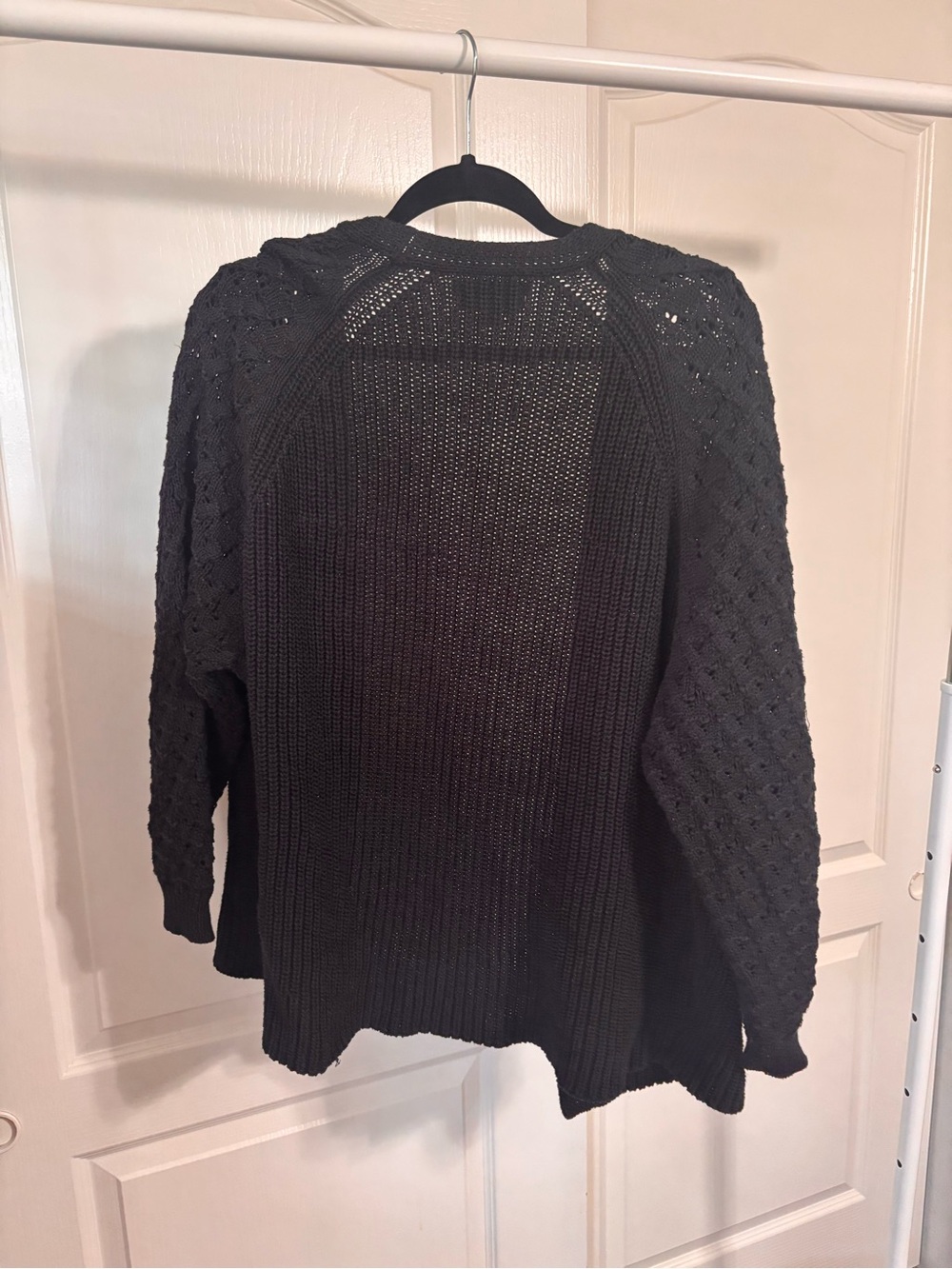 Knox Rose Black Open-Knit Pullover Sweater